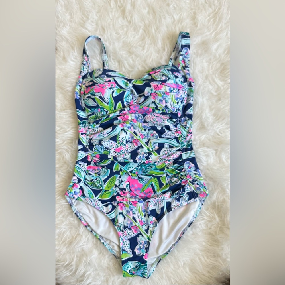 NIP TUCK x Lilly Pulitzer Navy "SWAY THIS WAY" One Piece Swimsuit NWOT